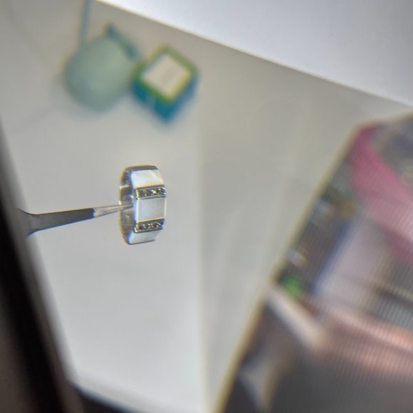 Abalone Shell Trilogy Panel .925 Sterling Silver Vintage Ring - Picture 7 of 11